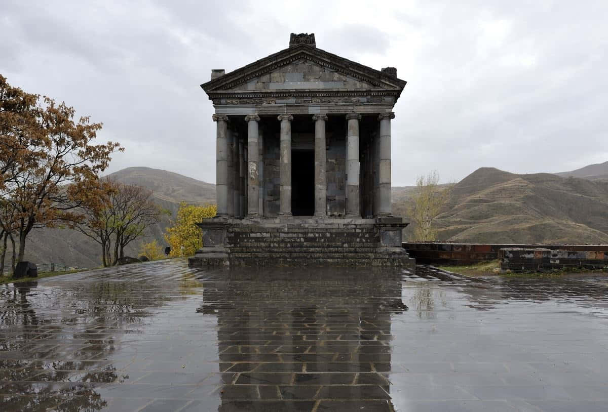 "Garni Temple Overlooking a Large Puddle" Wallpaper