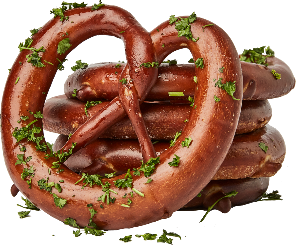 Garnished Soft Pretzels Stacked PNG