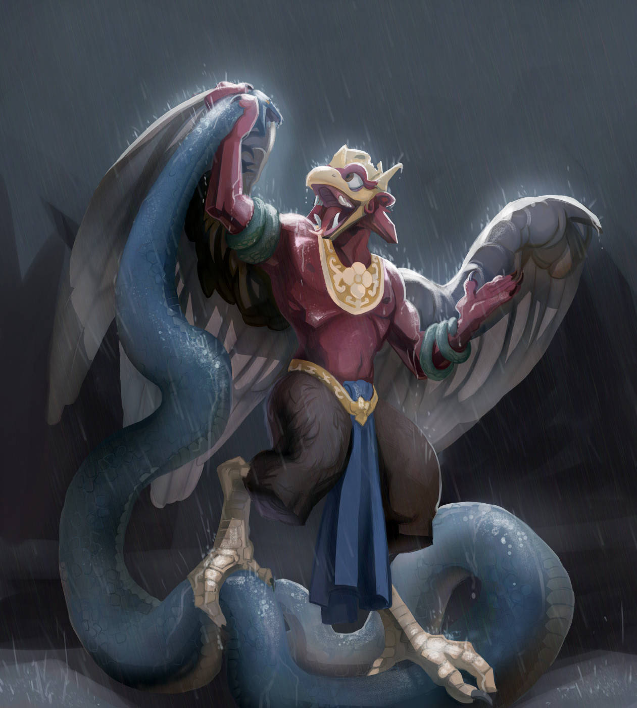 Garuda Defeating Serpent Background