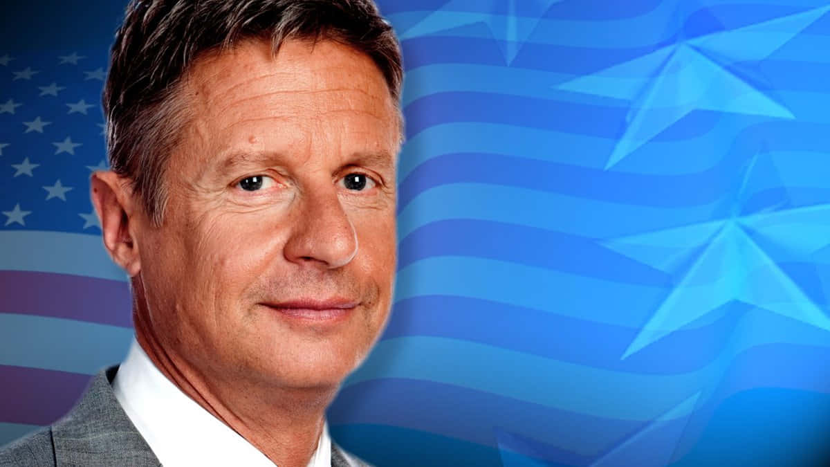 Gary Johnson With Blue Aesthetic Stars And Stripes Wallpaper