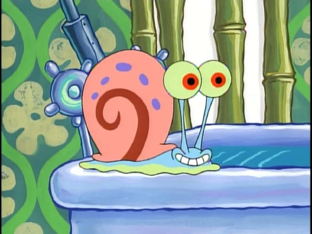 Gary the Snail happily smiling in Bikini Bottom Wallpaper