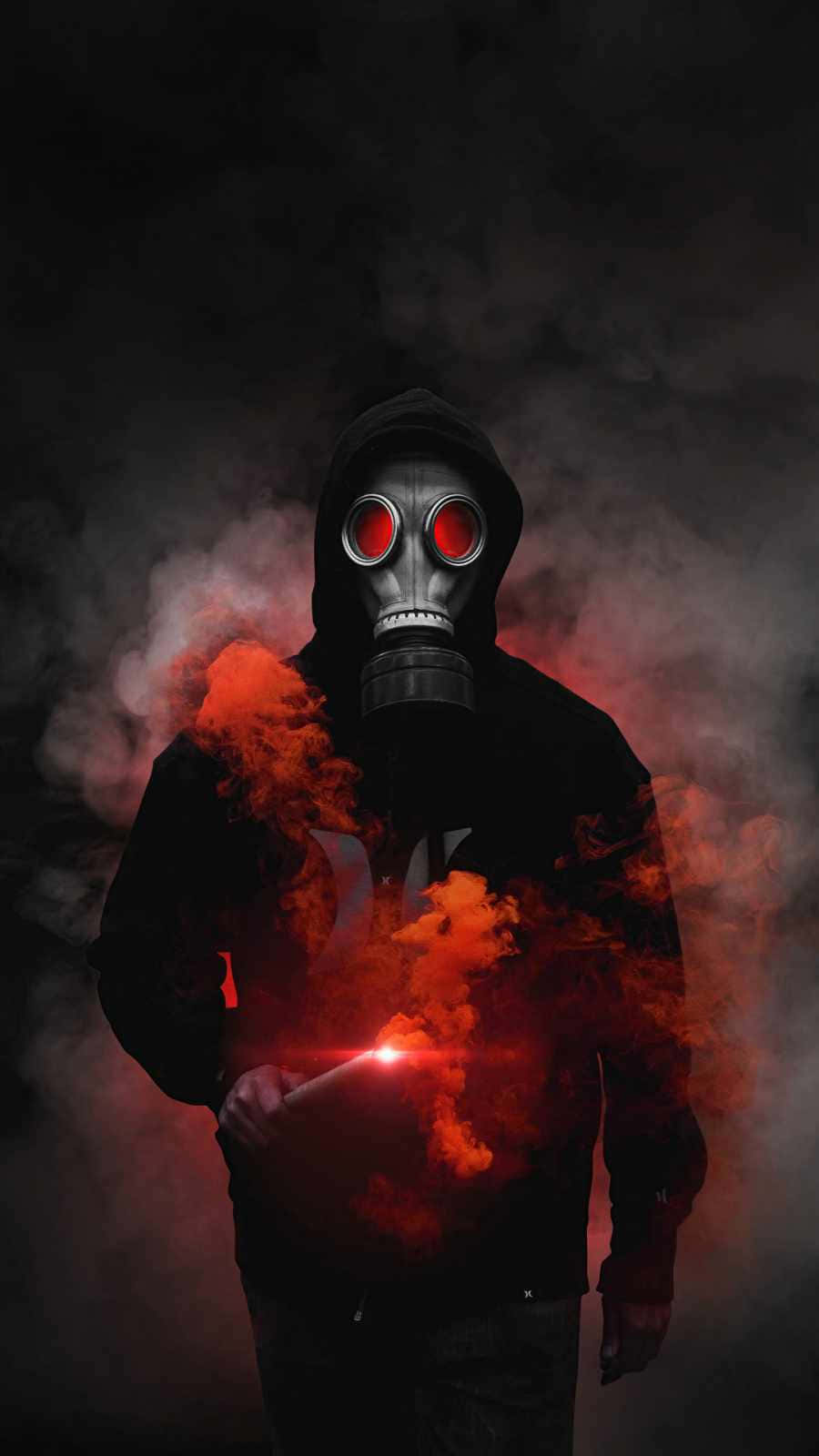 Gas Mask Boy Red Fire Stick Wallpaper