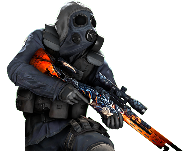 Gas Mask Soldierwith Rifle PNG