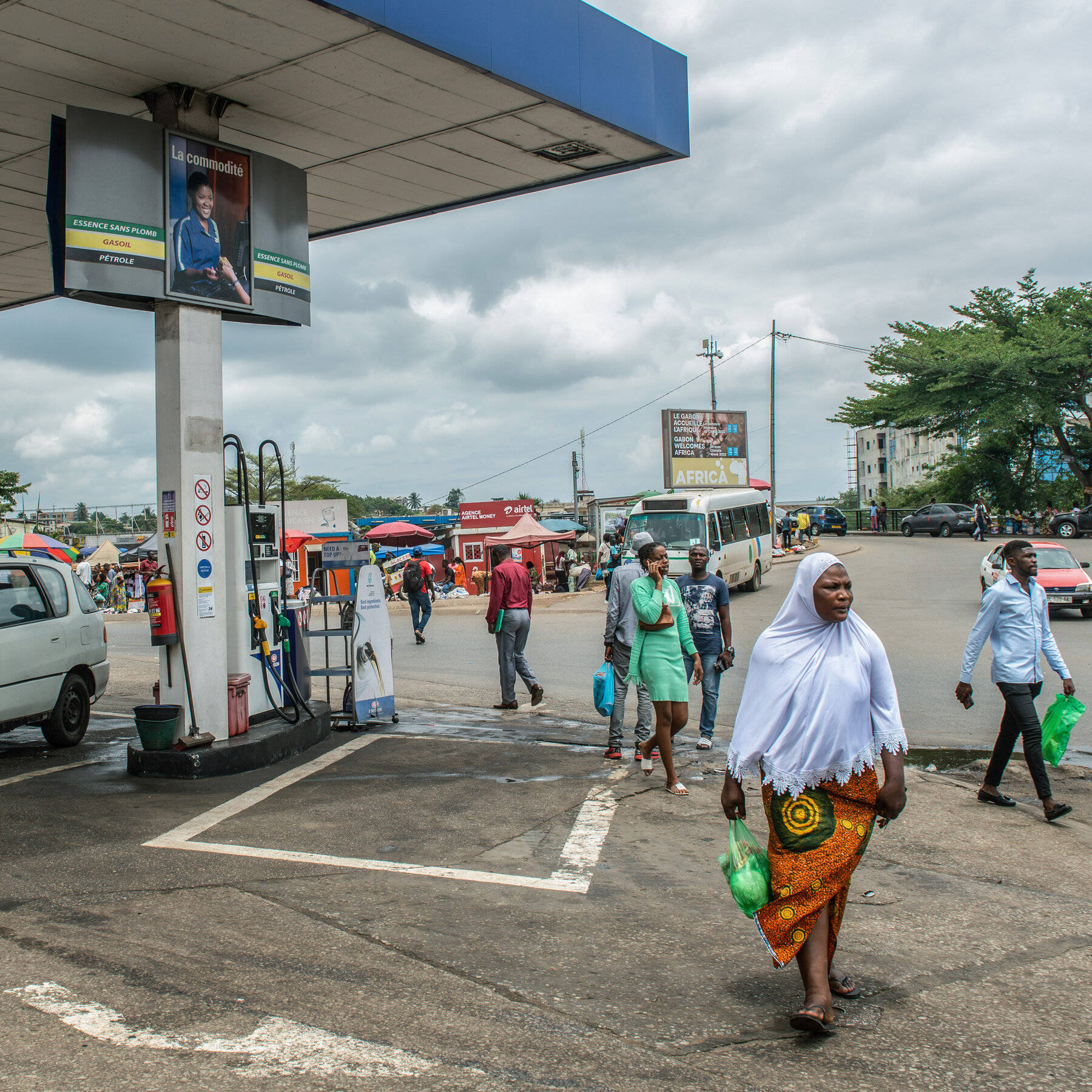 Gasoline Station In Gabon Background