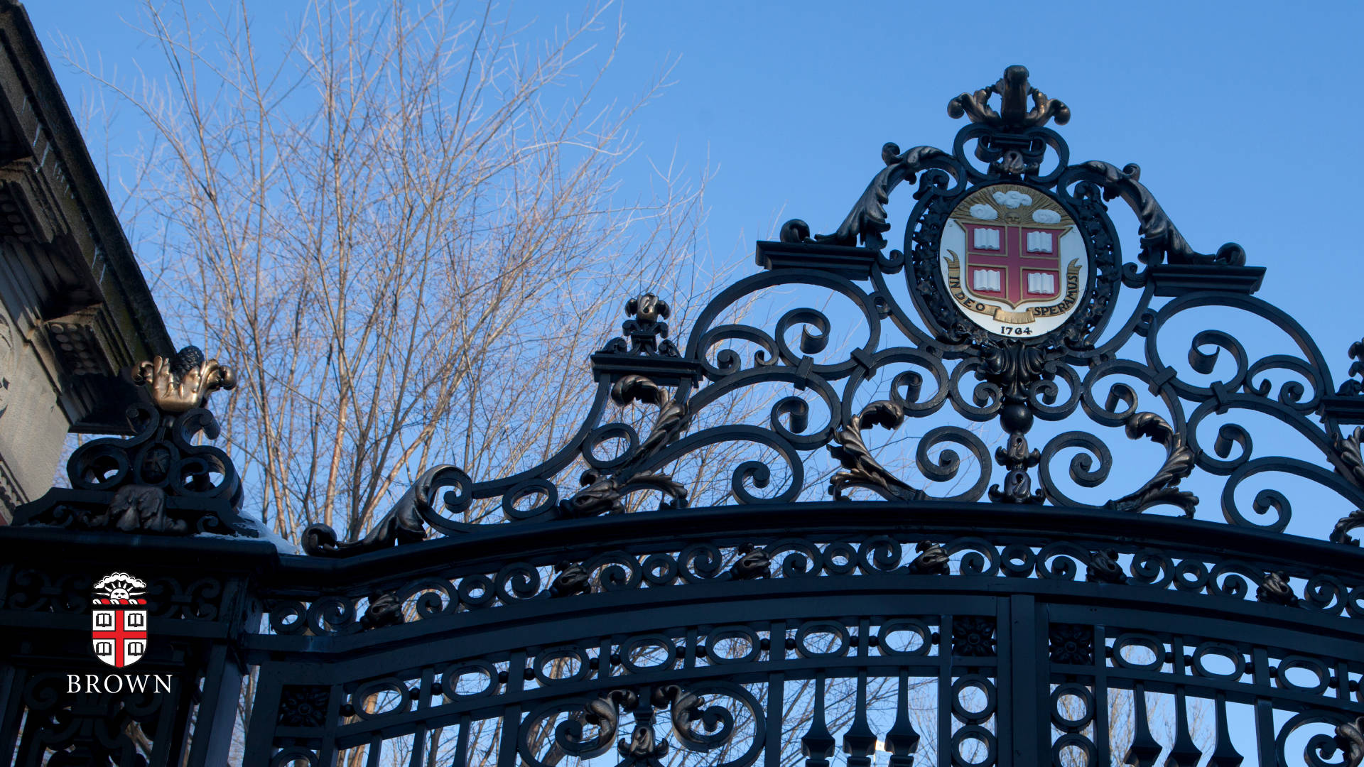 Gate Of Brown University Under Blue Sky Wallpaper