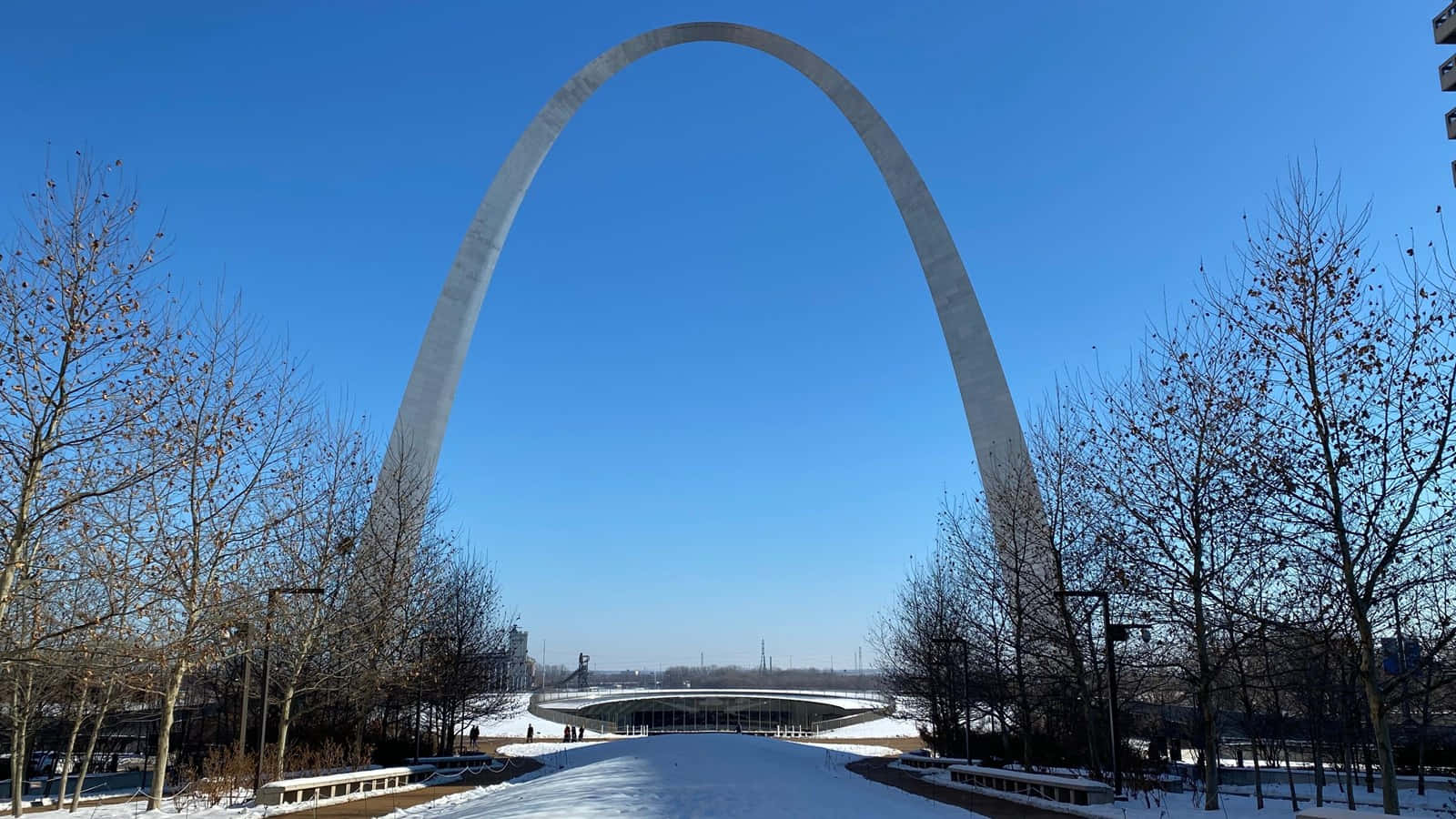 Gateway Arch National Park Pathway Trees Wallpaper