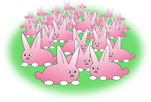 Gatheringof Cartoon Bunnies PNG