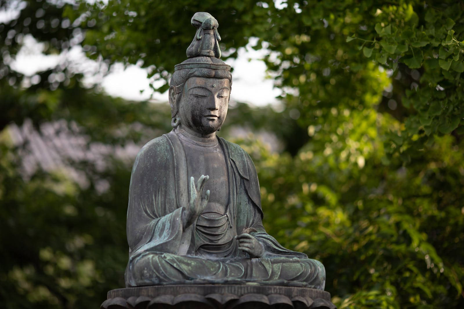 Statua Seduta Di Gautam Buddha Sfondo