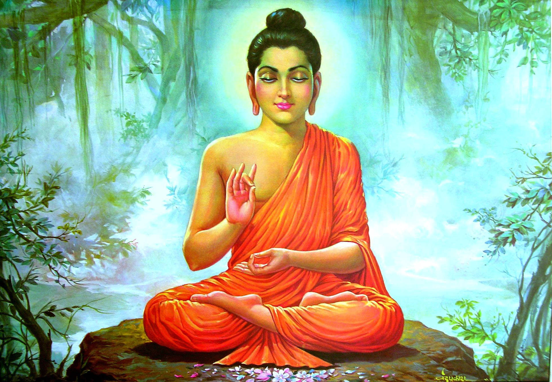 Gautama Buddha Painting Wallpaper