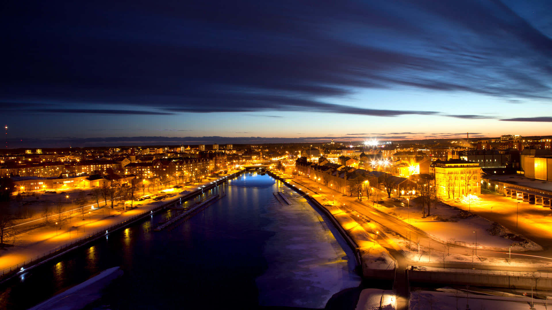 Gavle Sweden Twilight Cityscape Wallpaper