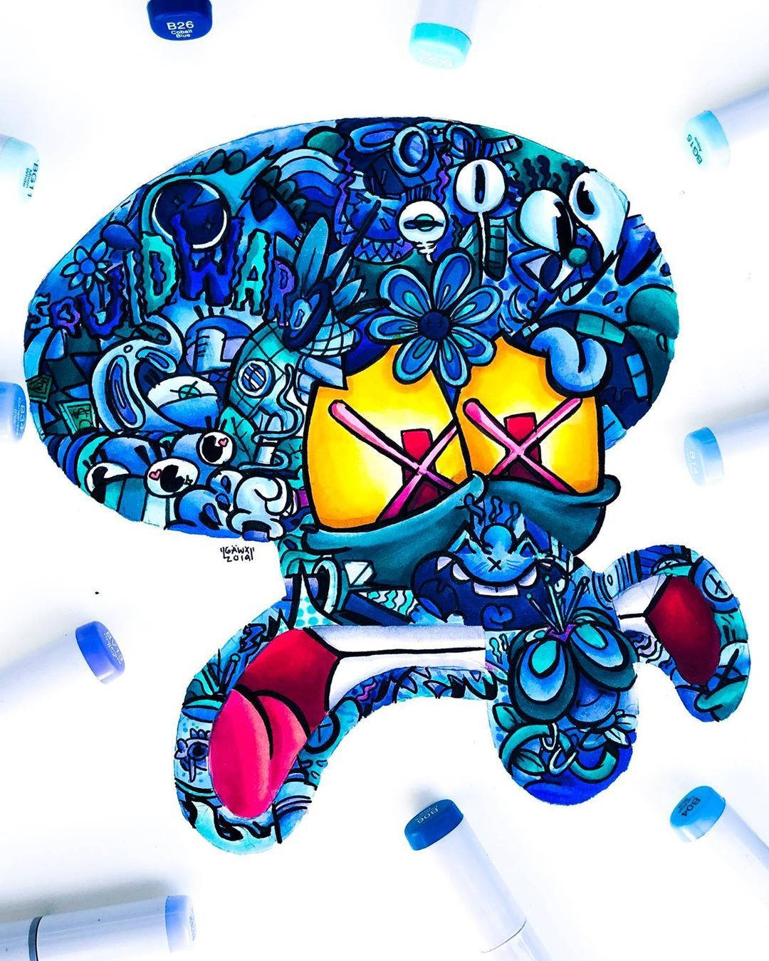 Gawx Art Blue Squidward Background
