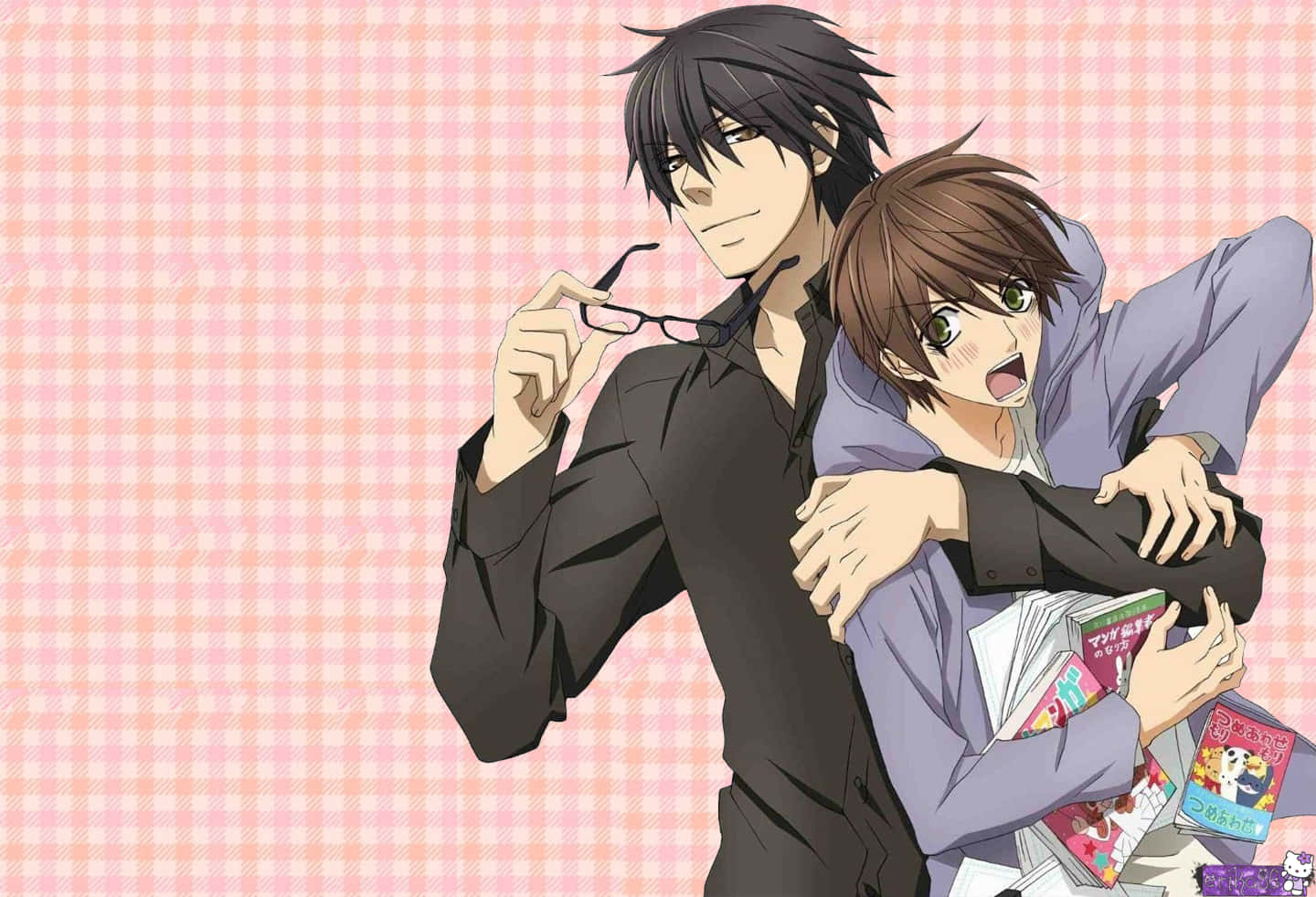 An Illustrated Gay Anime Couple Wallpaper