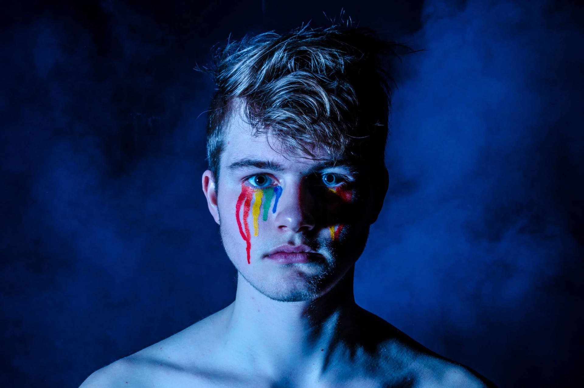 Gay Boy In Pride Makeup Picture