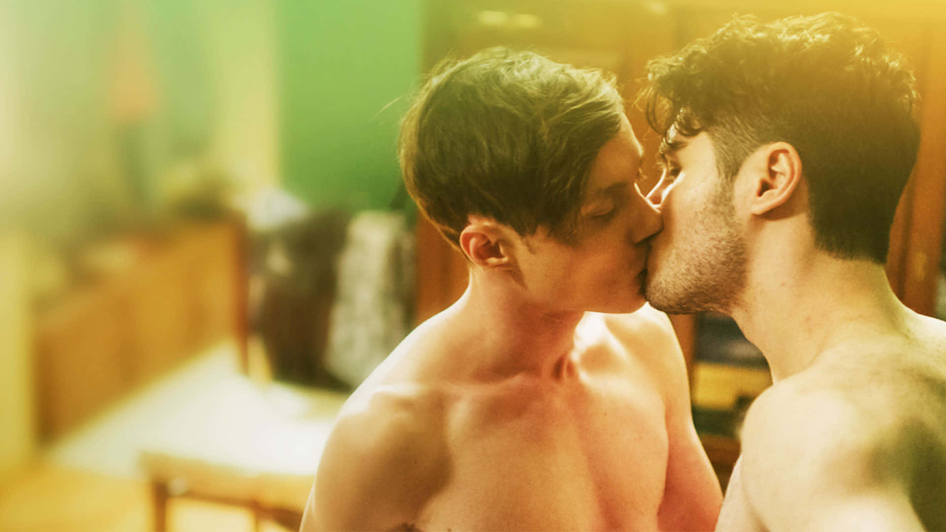 Gay Boys Kissing With Filter Wallpaper
