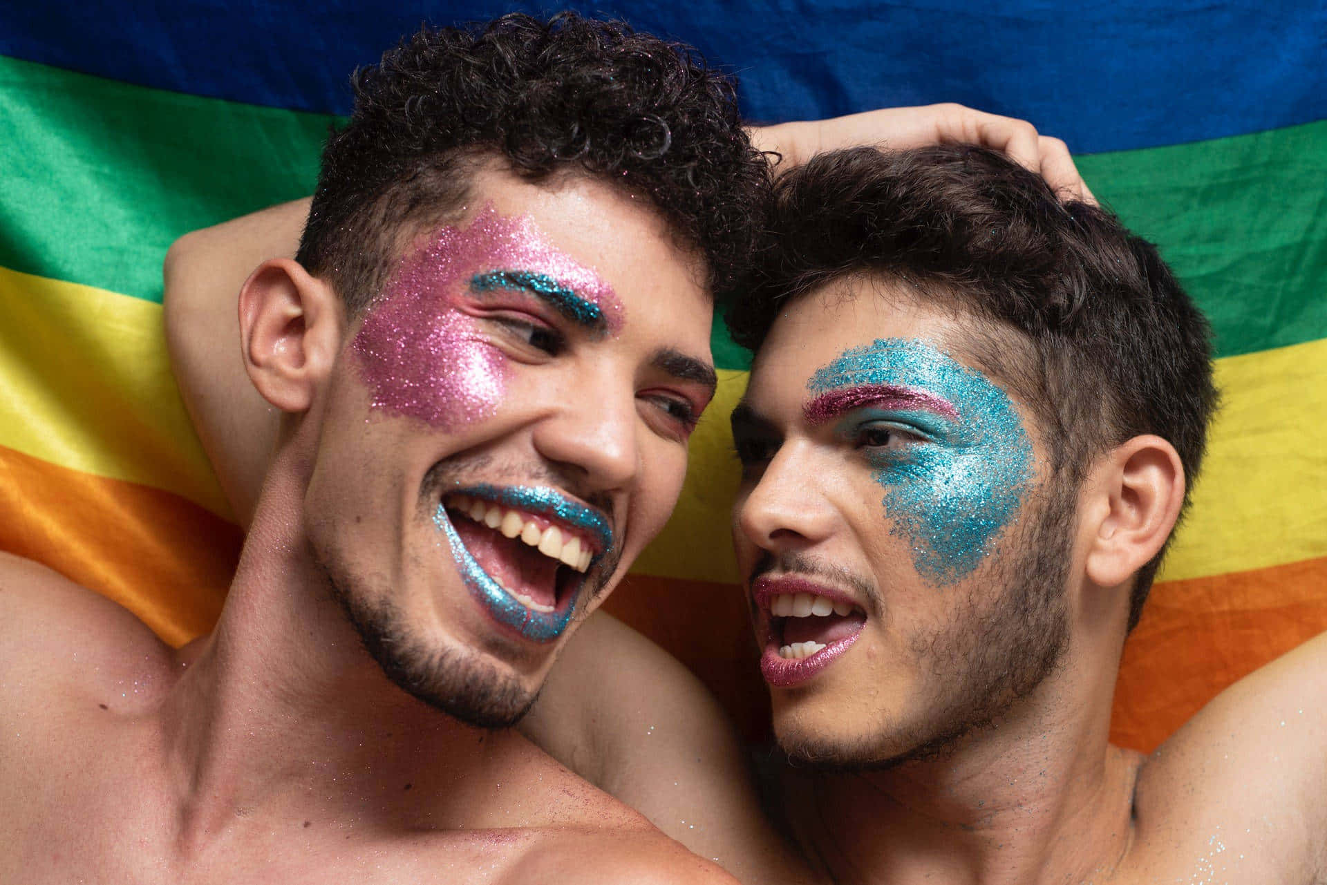 Gay Boys With Pride Flag Wallpaper