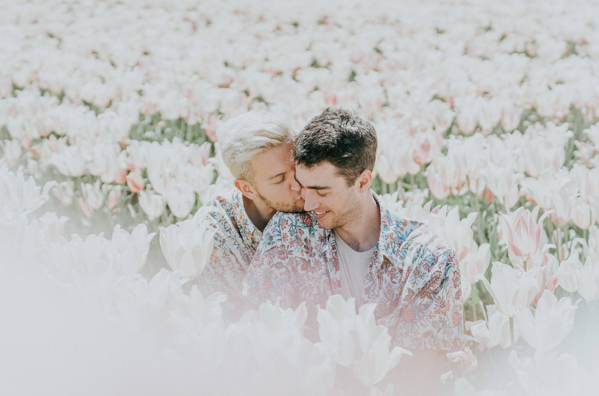 Gay Men Among Flowers Wallpaper