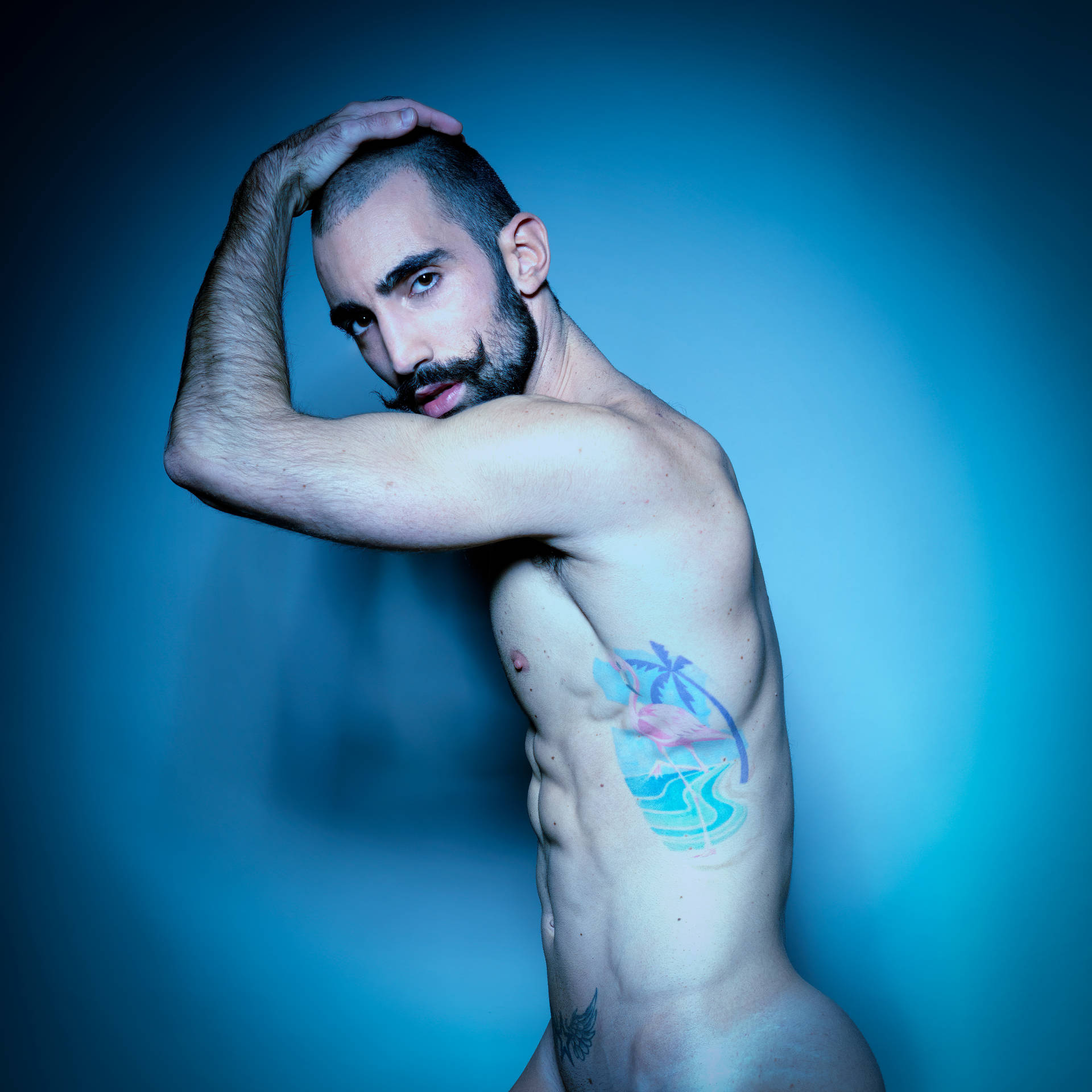 Gay Model With Moustache Background