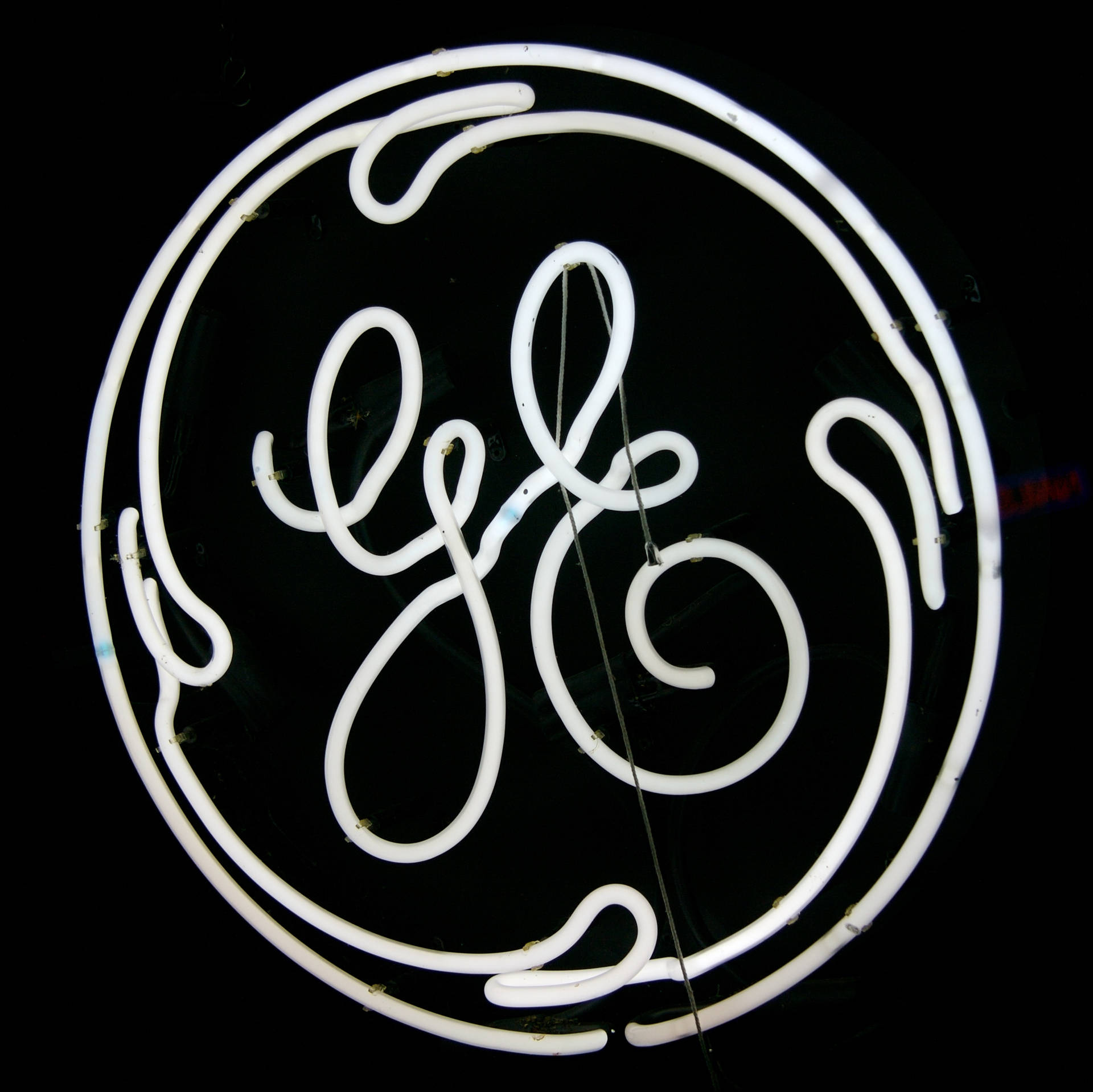 Ge Logo White Neon Aesthetic Wallpaper