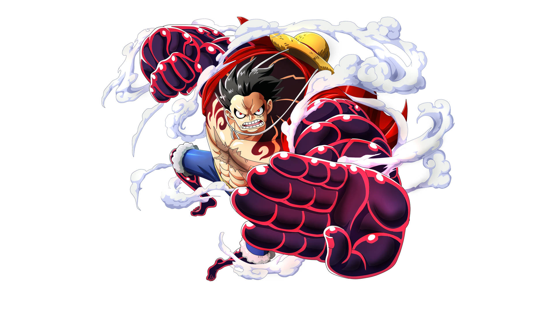 Bulky Luffy executing Gear Fourth technique in One Piece anime series wallpaper.