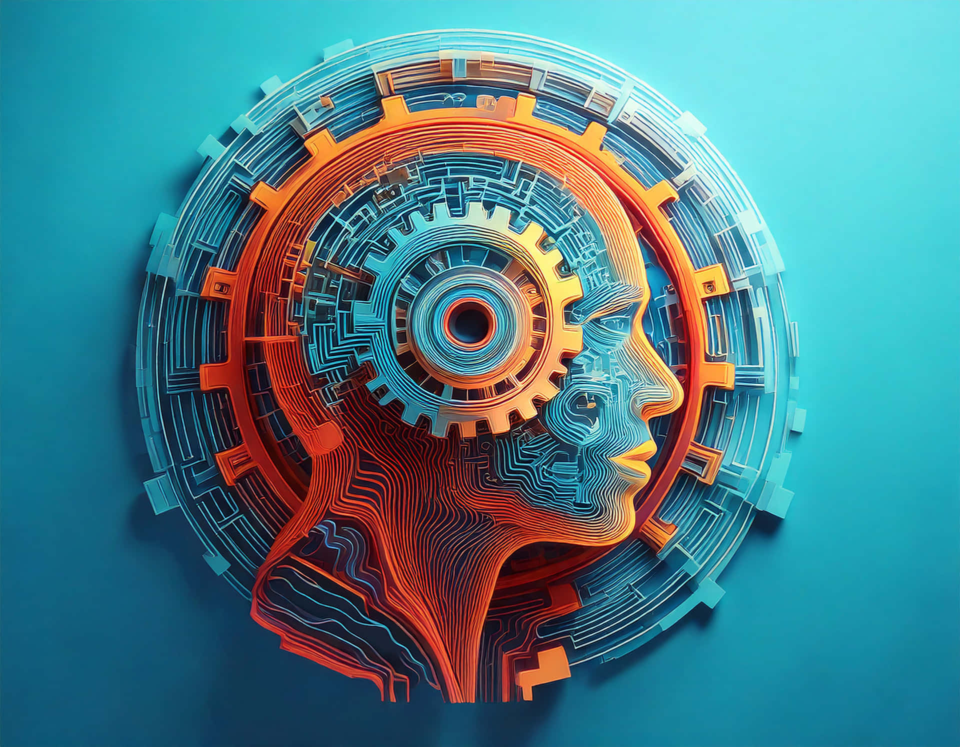 Gear Icon With A Human Head Wallpaper