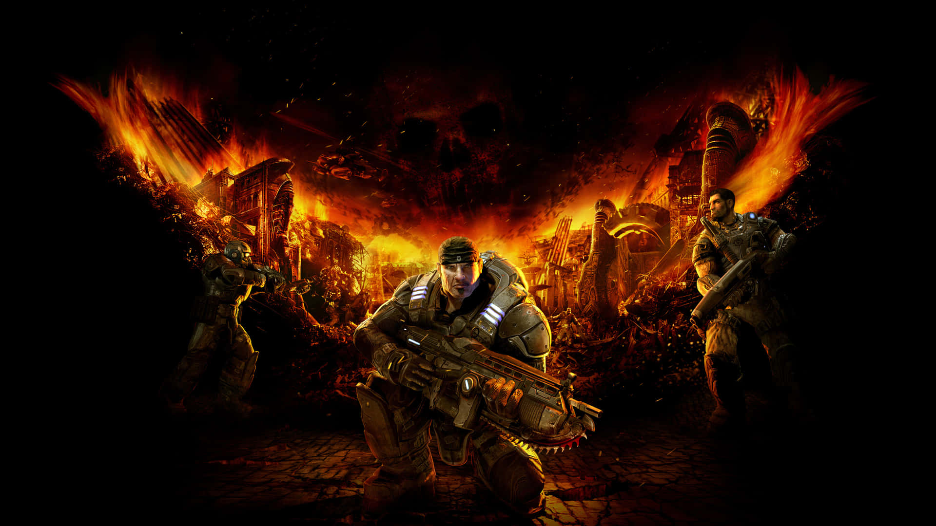 "Witness the epic battles of Gears of War with COG soldiers at the forefront!" Wallpaper