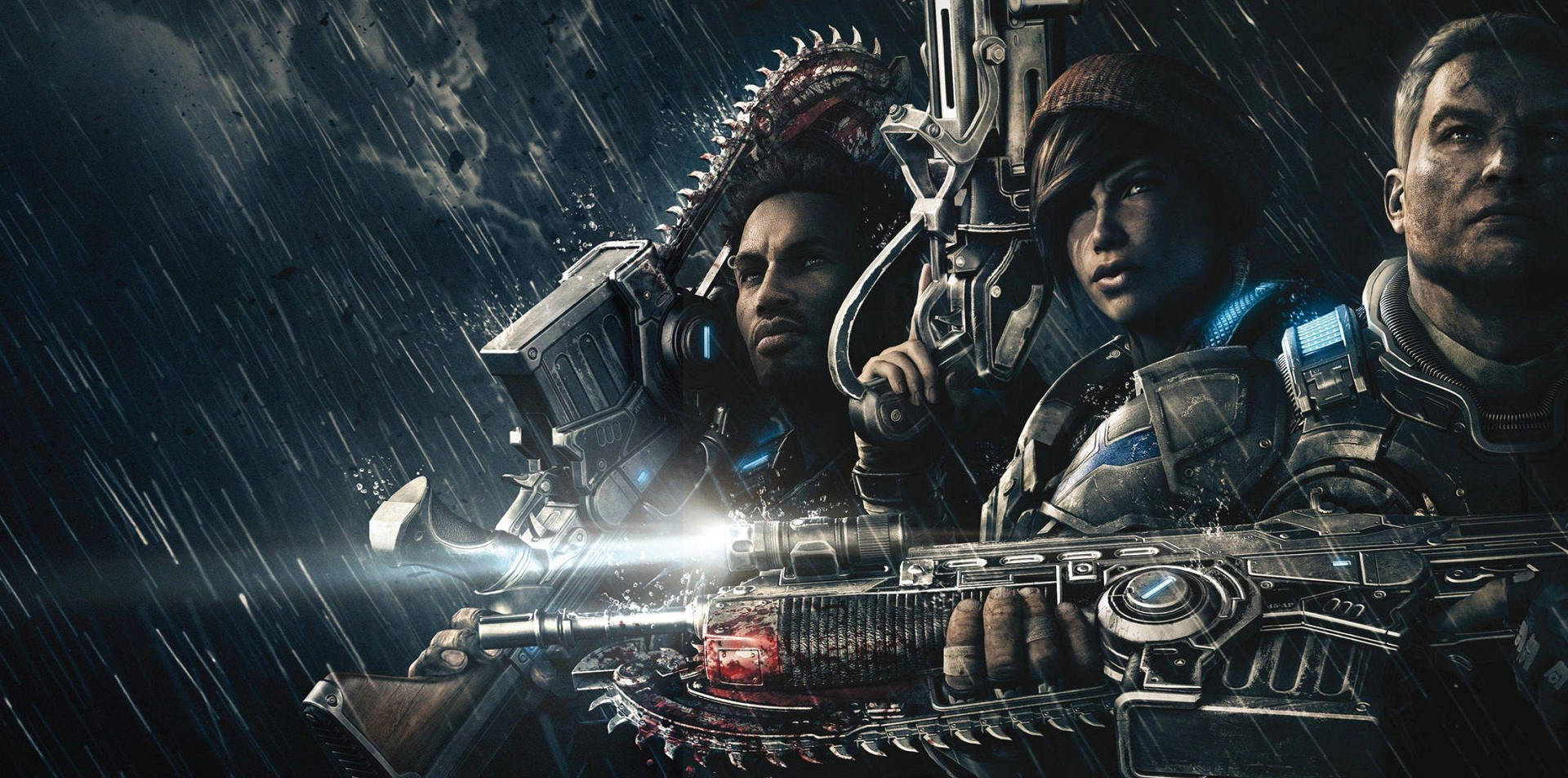 Personajede Gears Of War 4 Bajo La Lluvia Fondo de pantalla