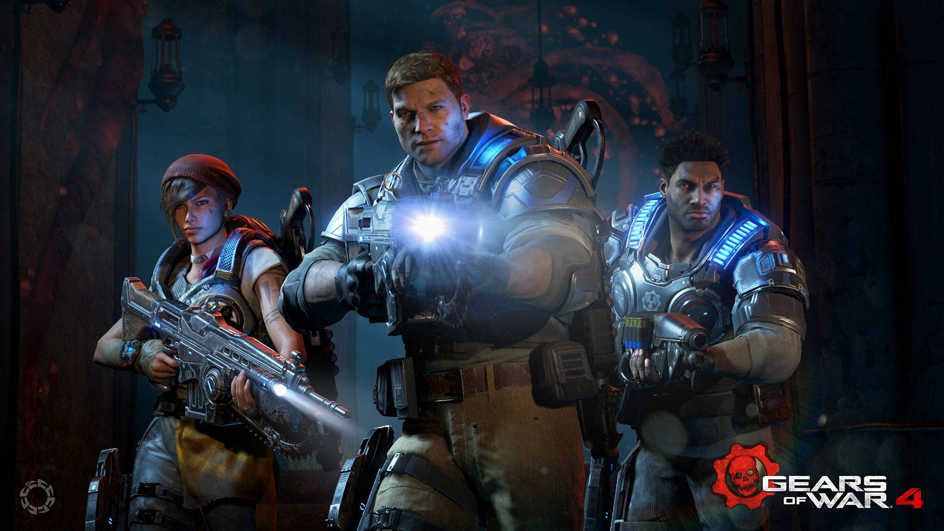 Gears Of War 4 Characters With Tactical Lights Wallpaper