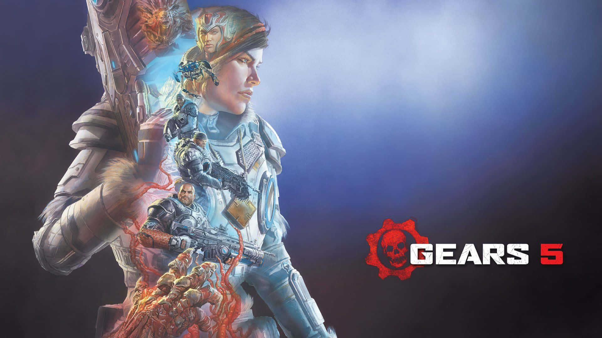 Gør dig klar til at dykke ned i en episk kamp i Gears of War 5 Wallpaper