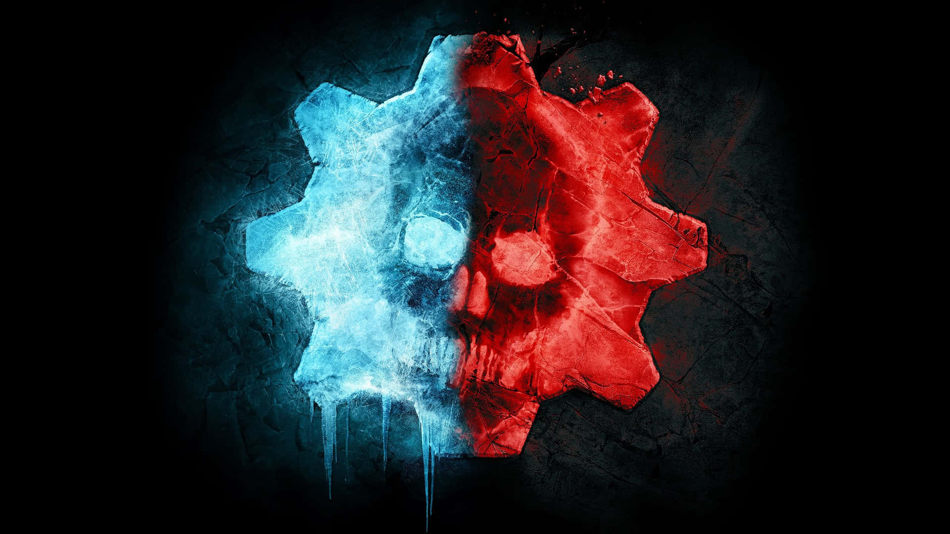 Gearsof War 5 Rött Och Blått Logotypbakgrundsbild. Wallpaper