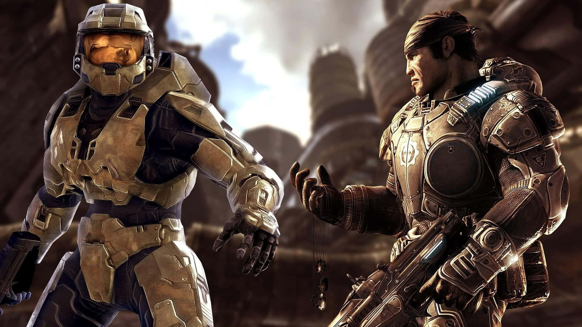 Gears Of War 5 And Halo Characters Wallpaper