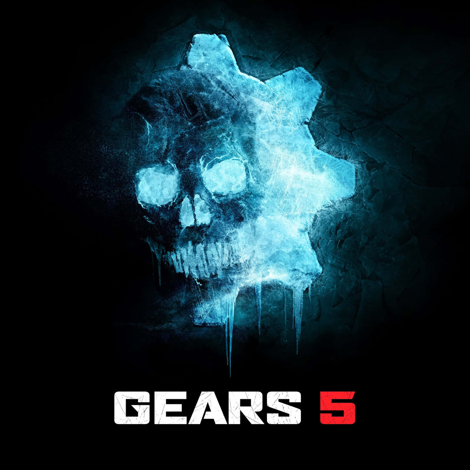 Gears Of War 5 Blue Skull And Gear Icon Wallpaper