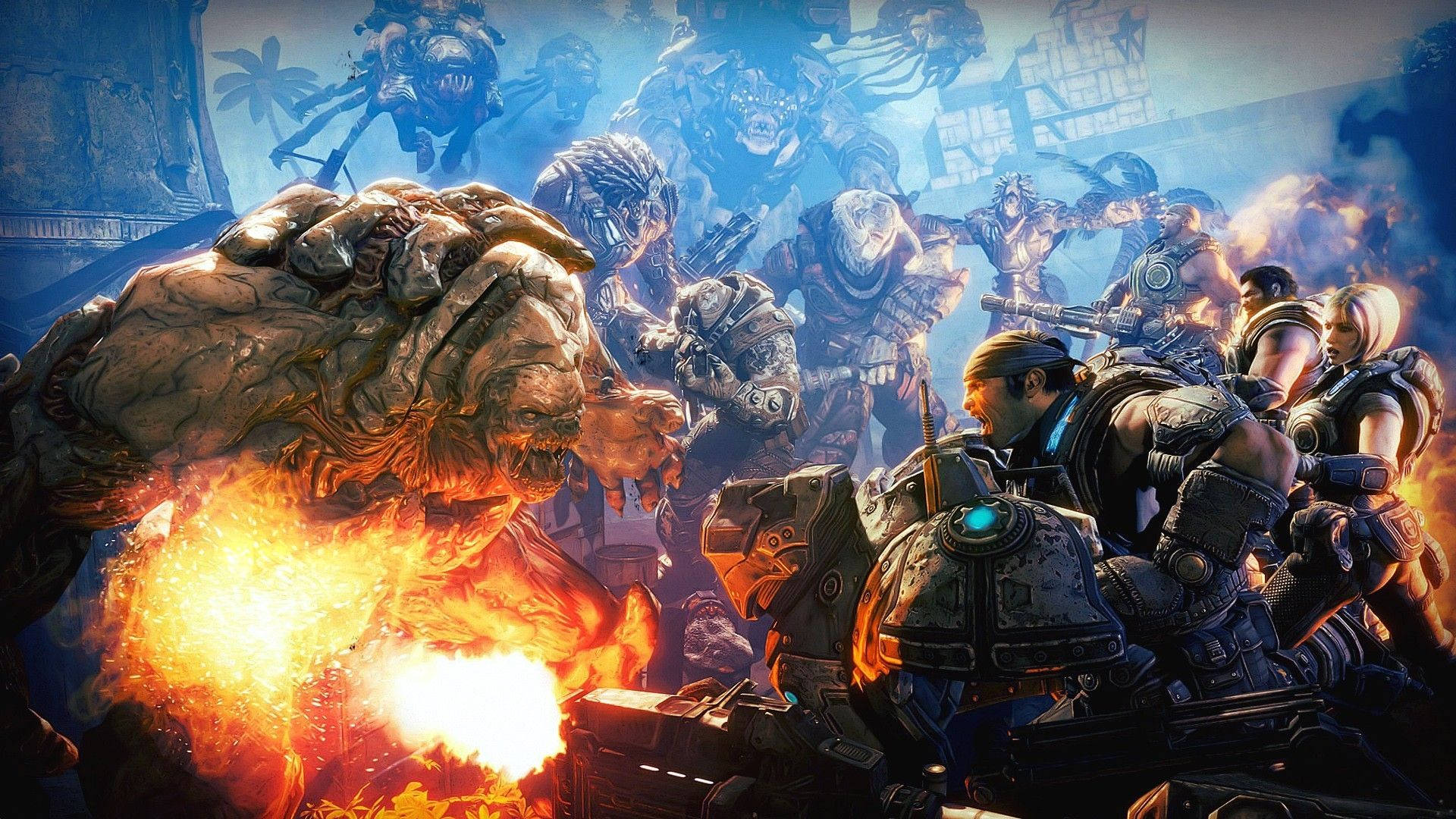 Gears Of War Monster Fight Wallpaper