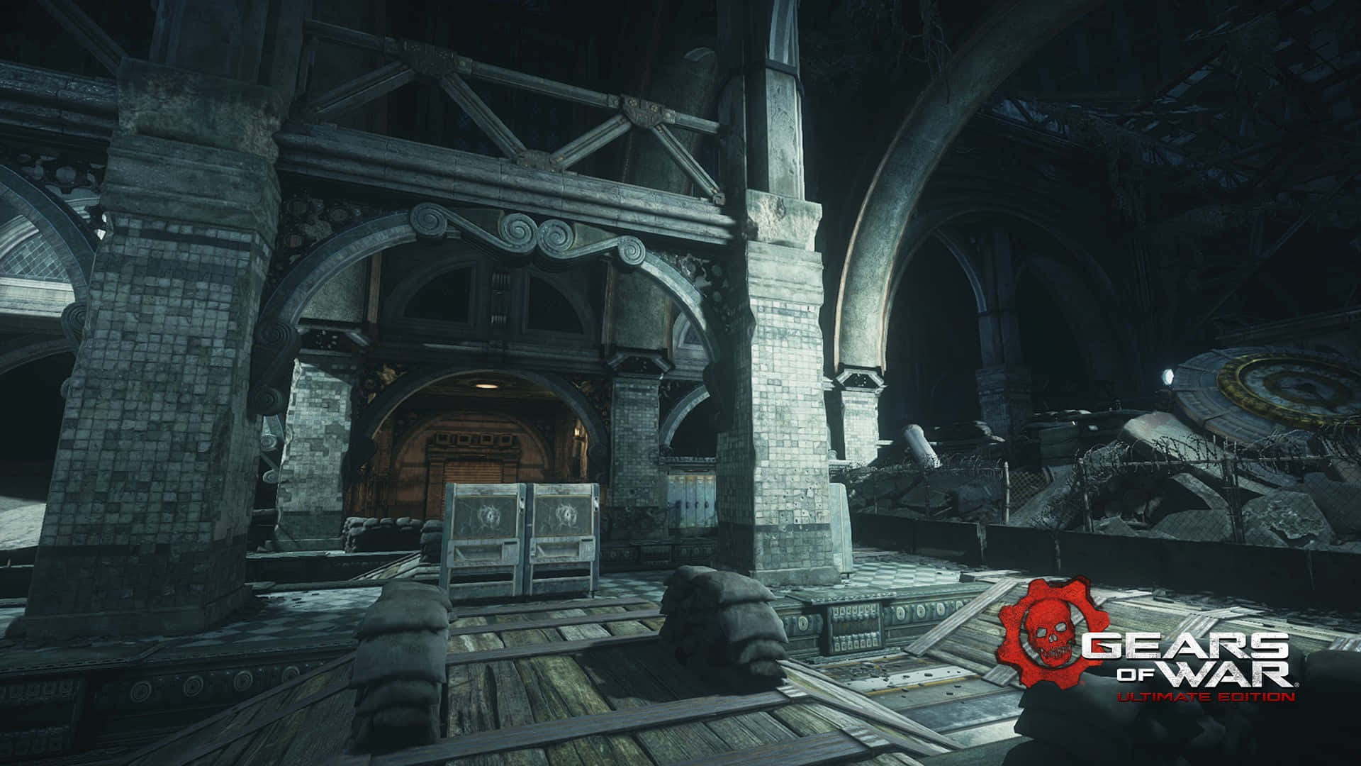 Gears Of War U E_ Forlatt Katedral Interiør Bakgrunnsbildet