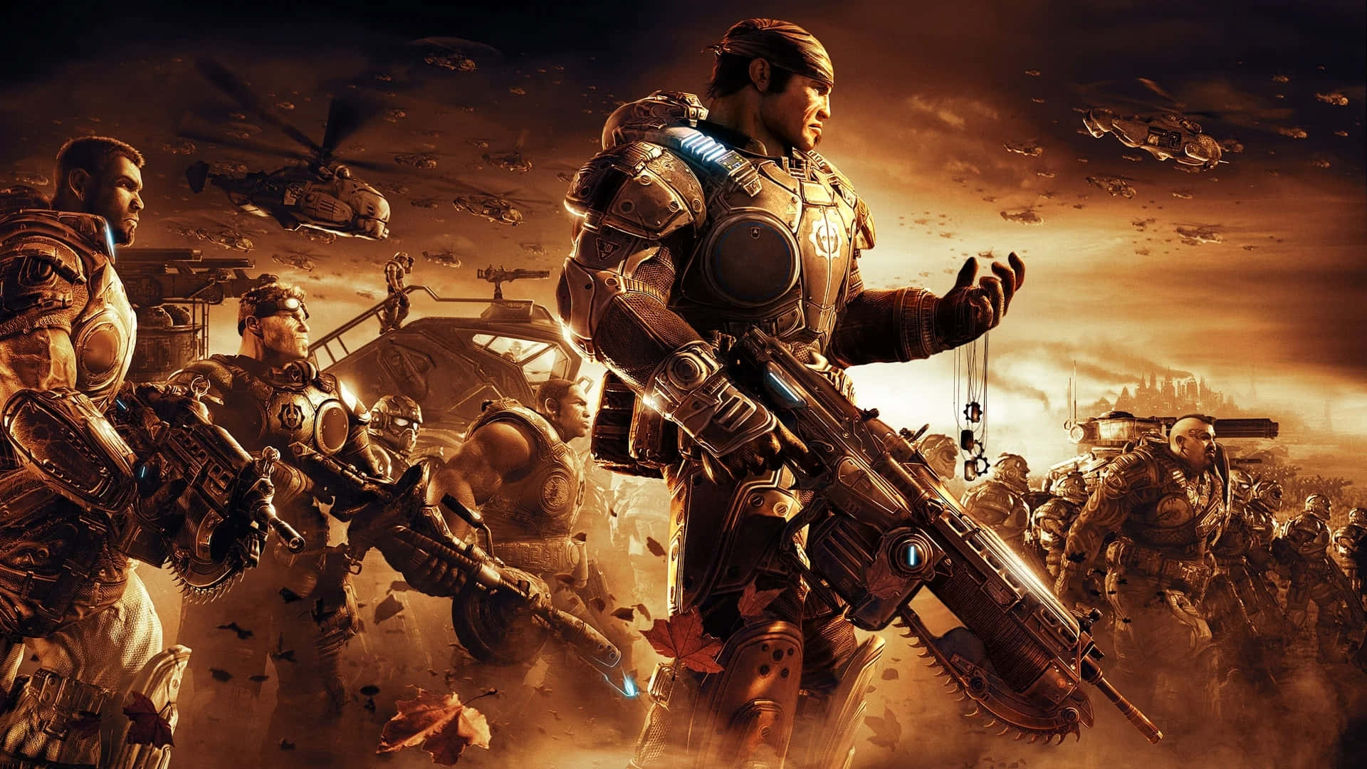 Karya Seni Pertempuran Epik Gearsof War3 Wallpaper