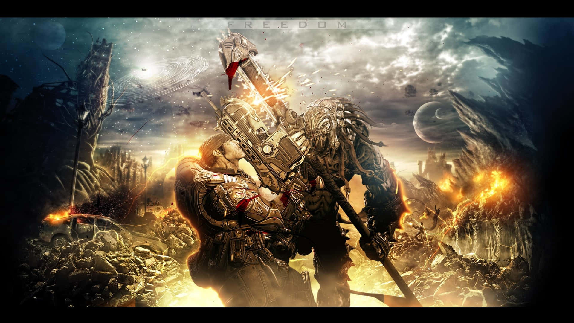 Gearsof War3 Epic Battle Artwork Wallpaper