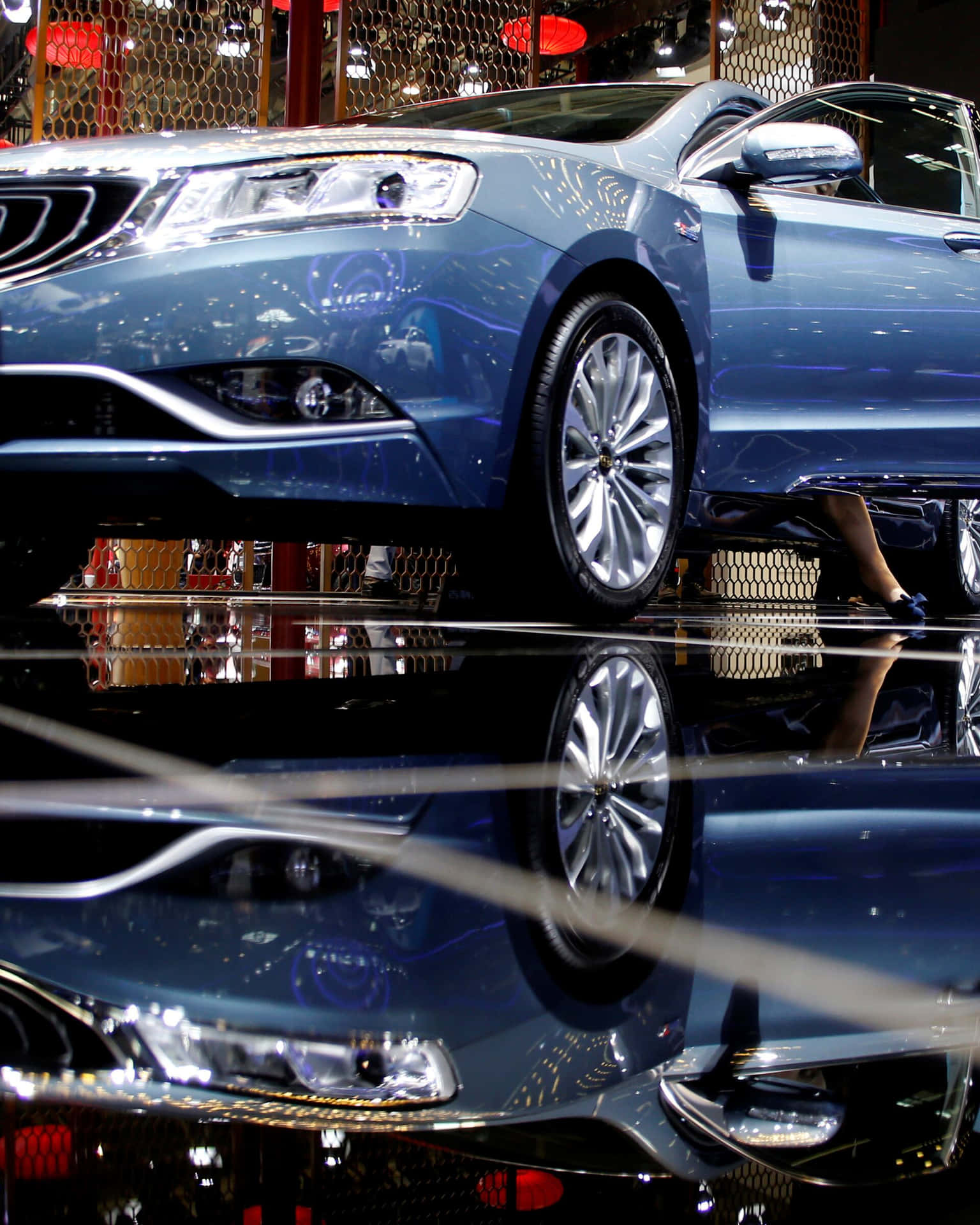 Réflexion De La Geely G C9 Dans Le Showroom Fond d'écran