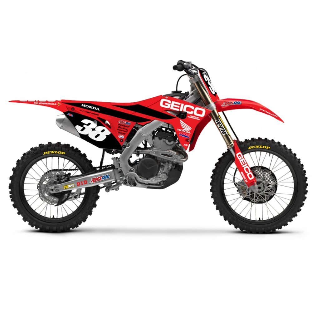 A Red Dirt Bike On A White Background