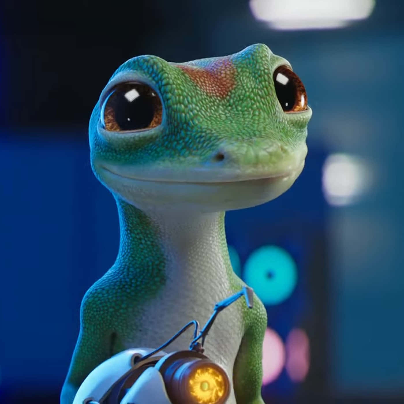 A Gecko With A Robot On His Head