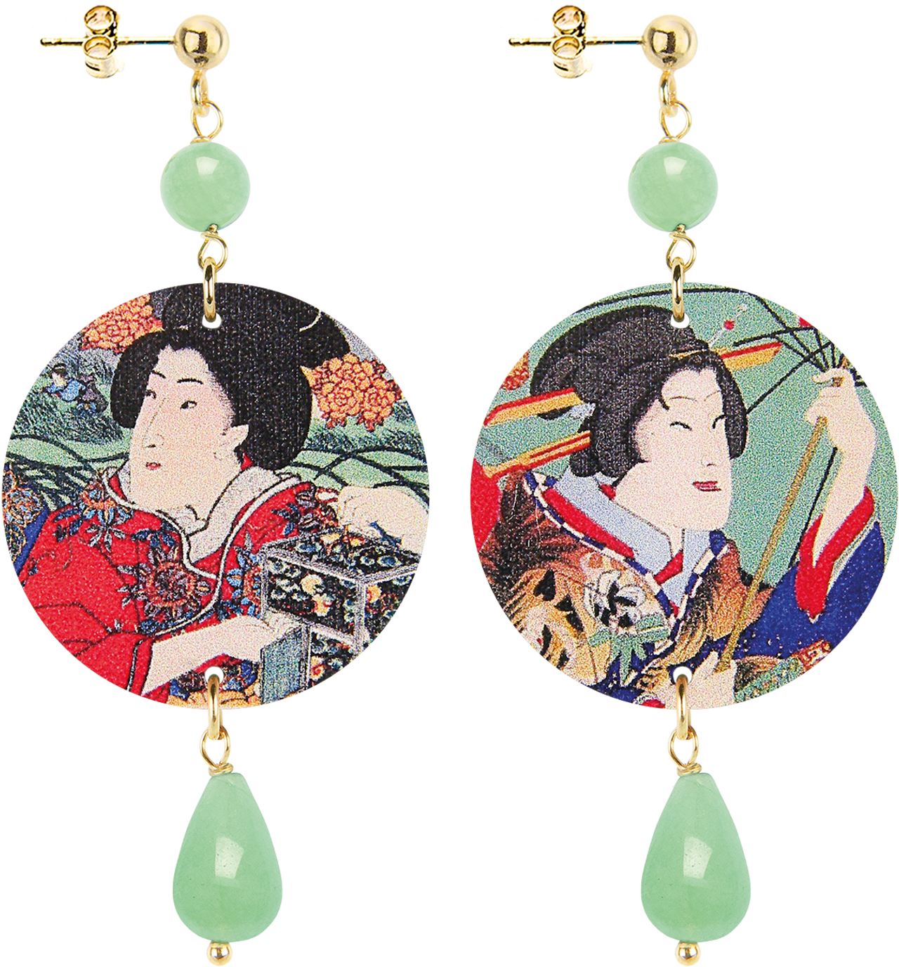 Geisha Art Earrings PNG