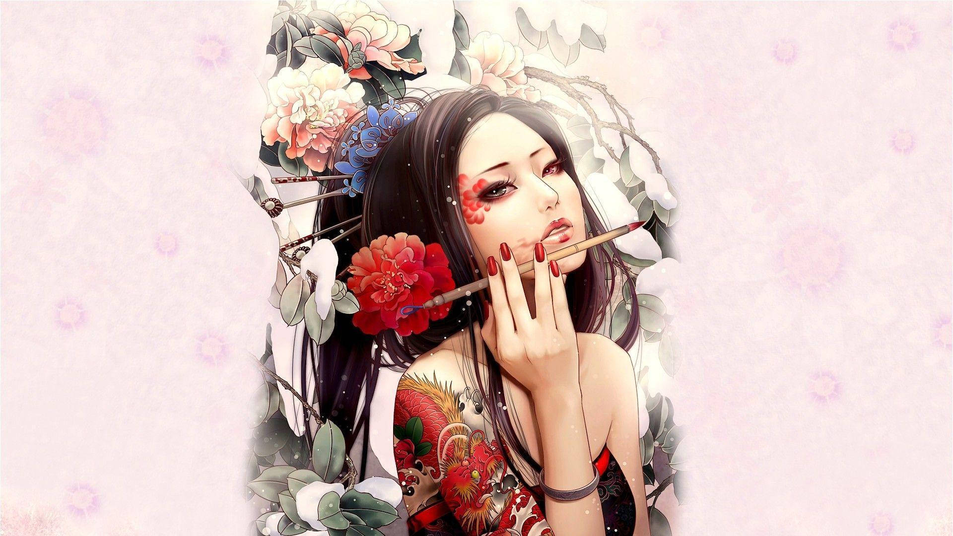 Geisha Hd Tattoo Design Wallpaper