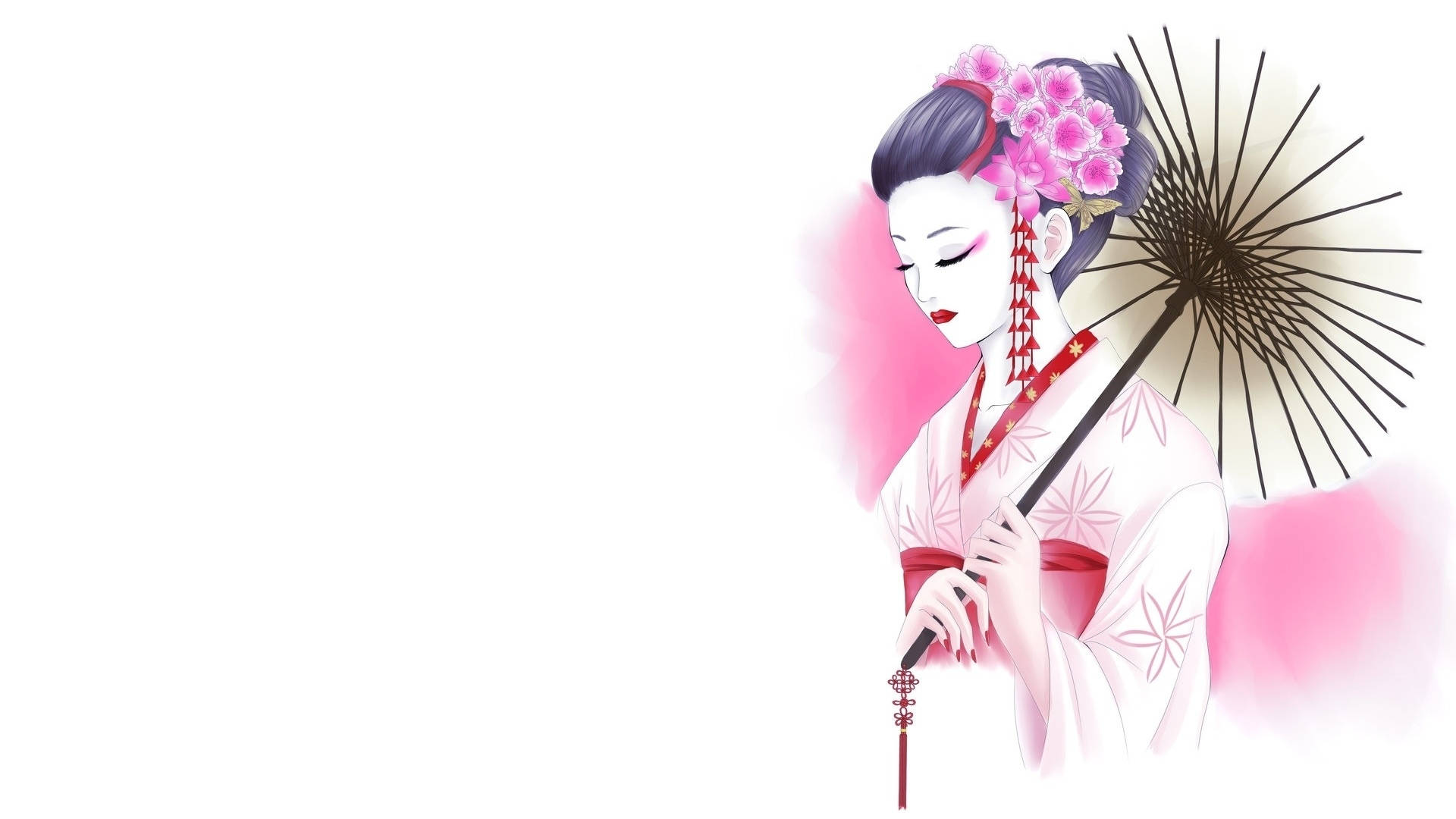 Geisharosa Kimono (computer Eller Mobil Bakgrundsbild) Wallpaper