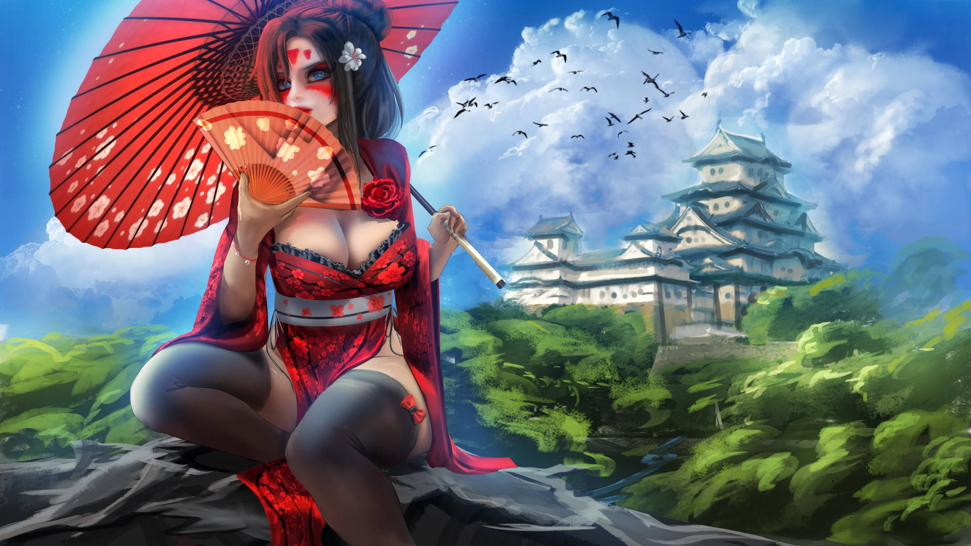 Vestidojaponés Geisha Provocativo Fondo de pantalla