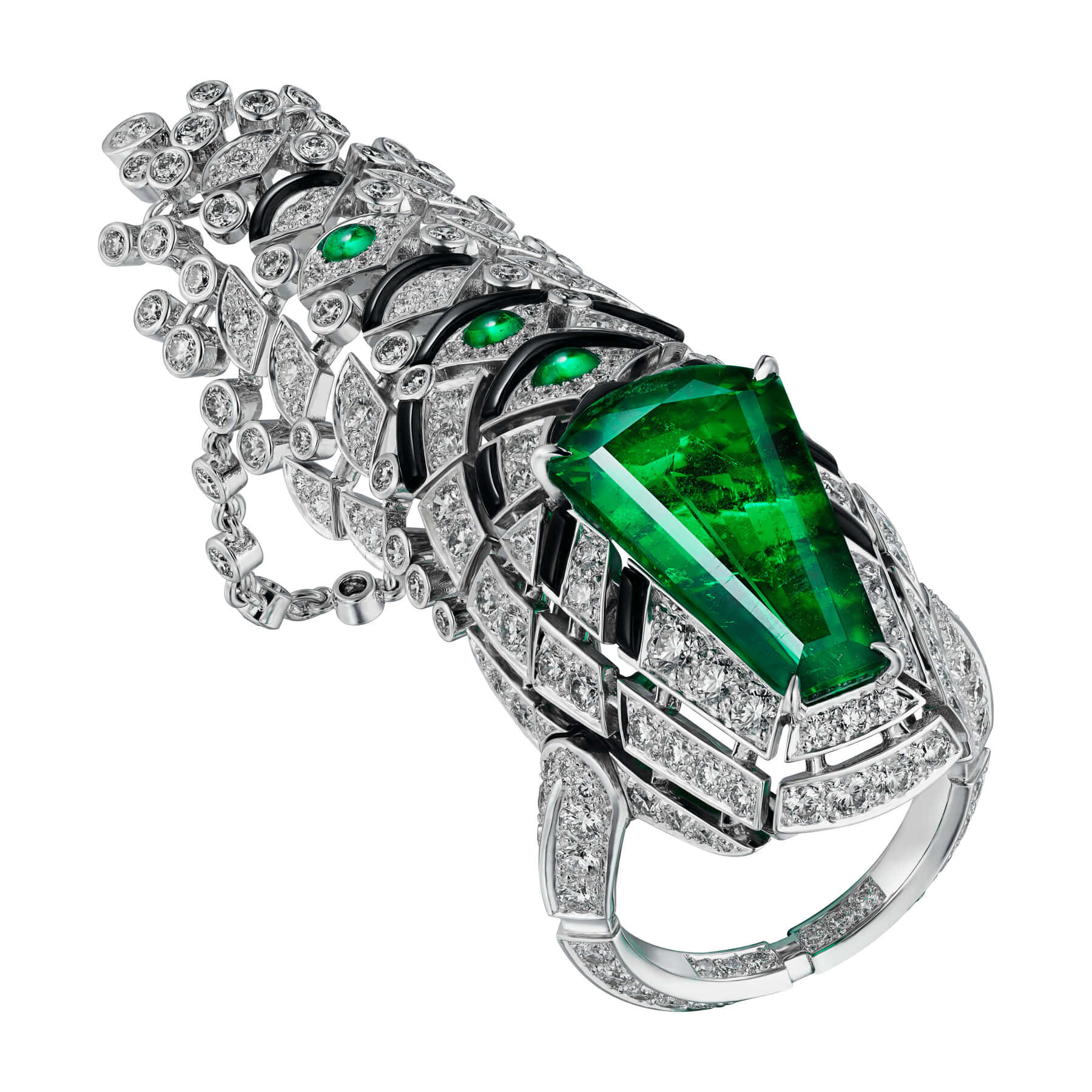 A Ring With Emerald And Diamonds