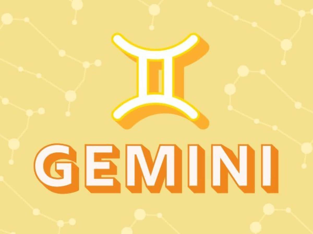 The Zodiac Sign Gemini Is Shown On A Yellow Background