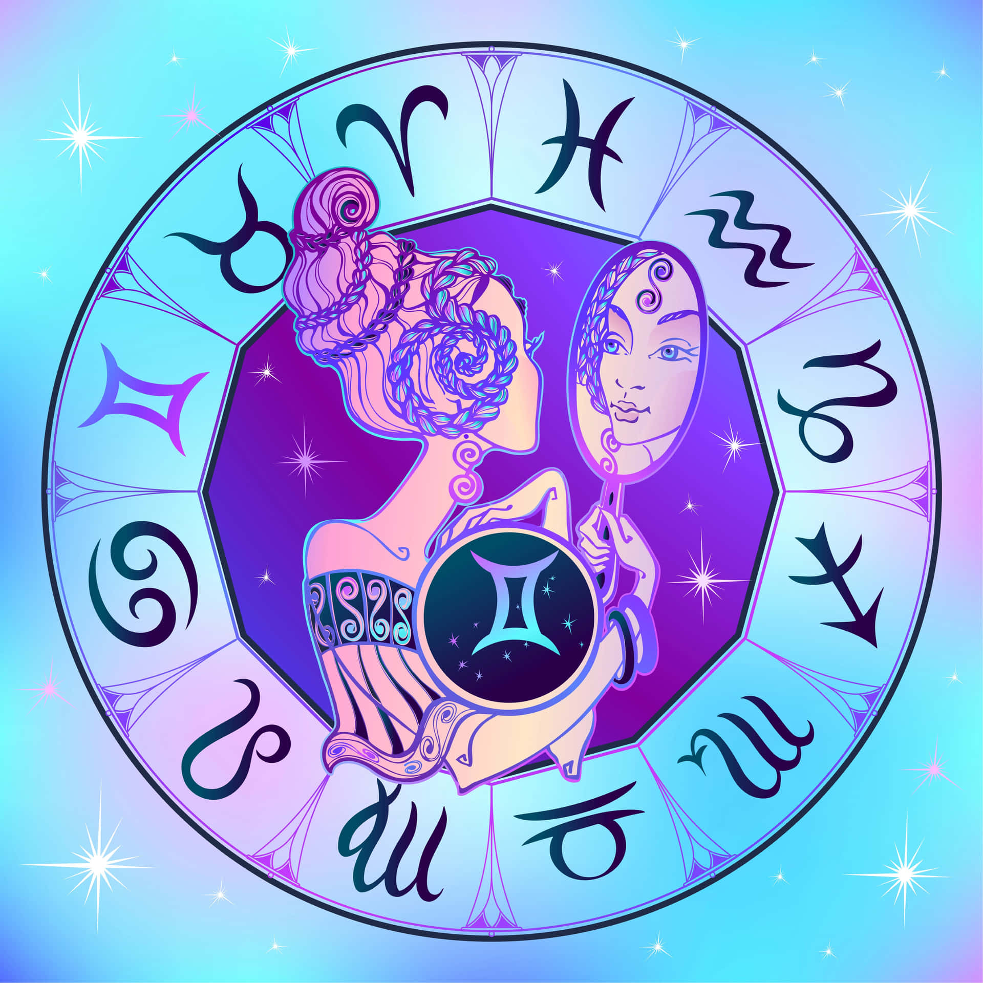 A Zodiac Sign With A Woman In The Center