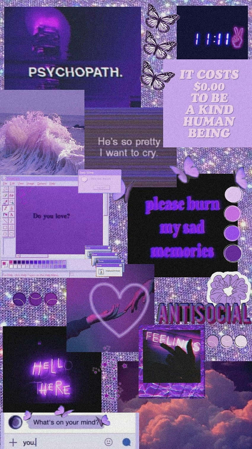 Gemini Aesthetic Collage Purple Tones Wallpaper