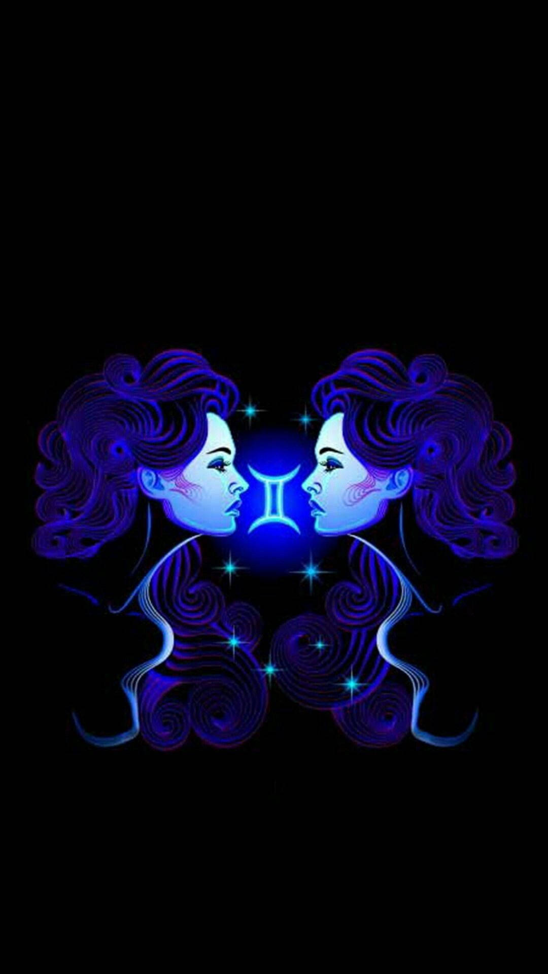 Gemini Identical Blue Girls Background