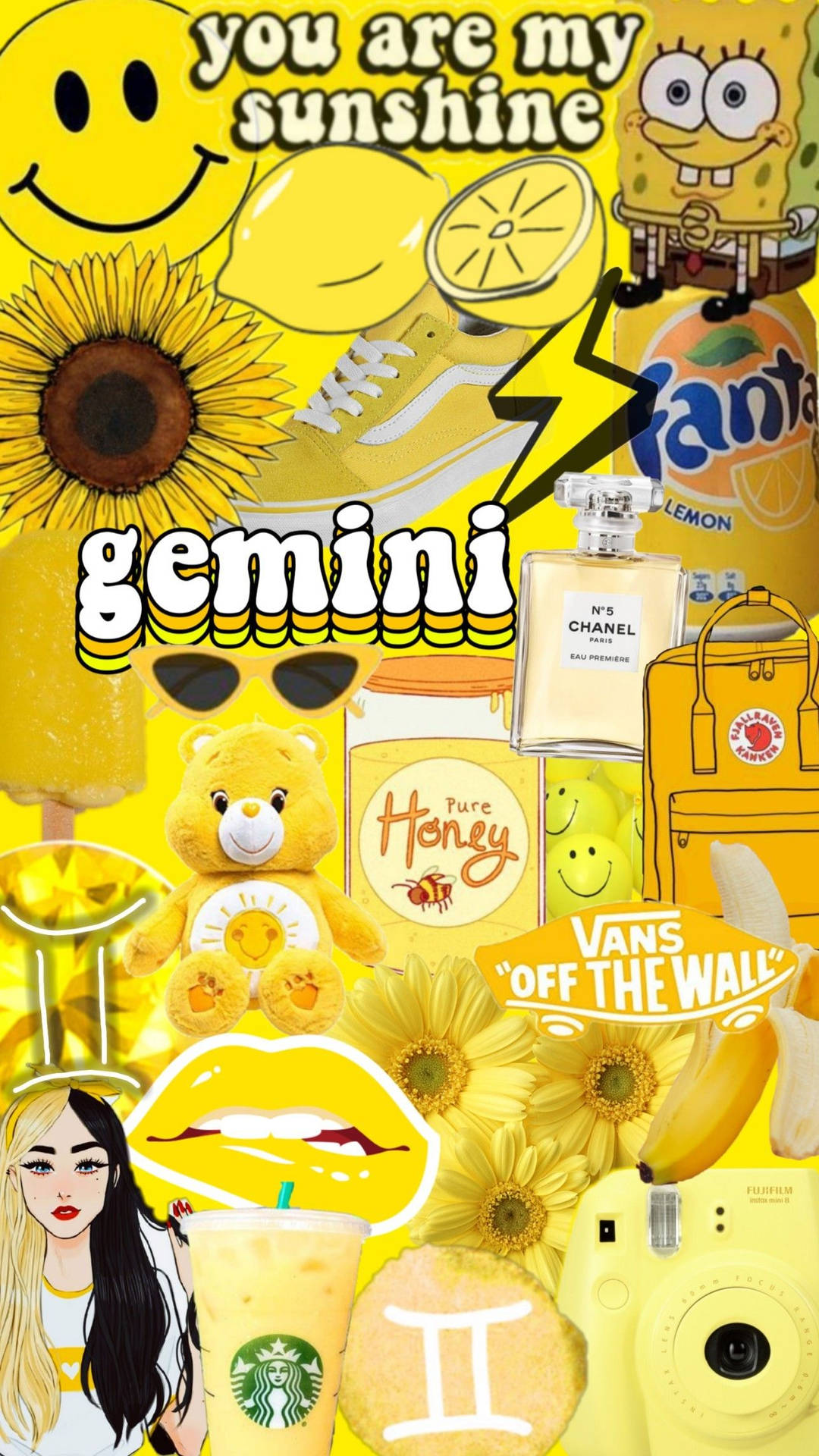 Gemini Yellow-themed Collage Background