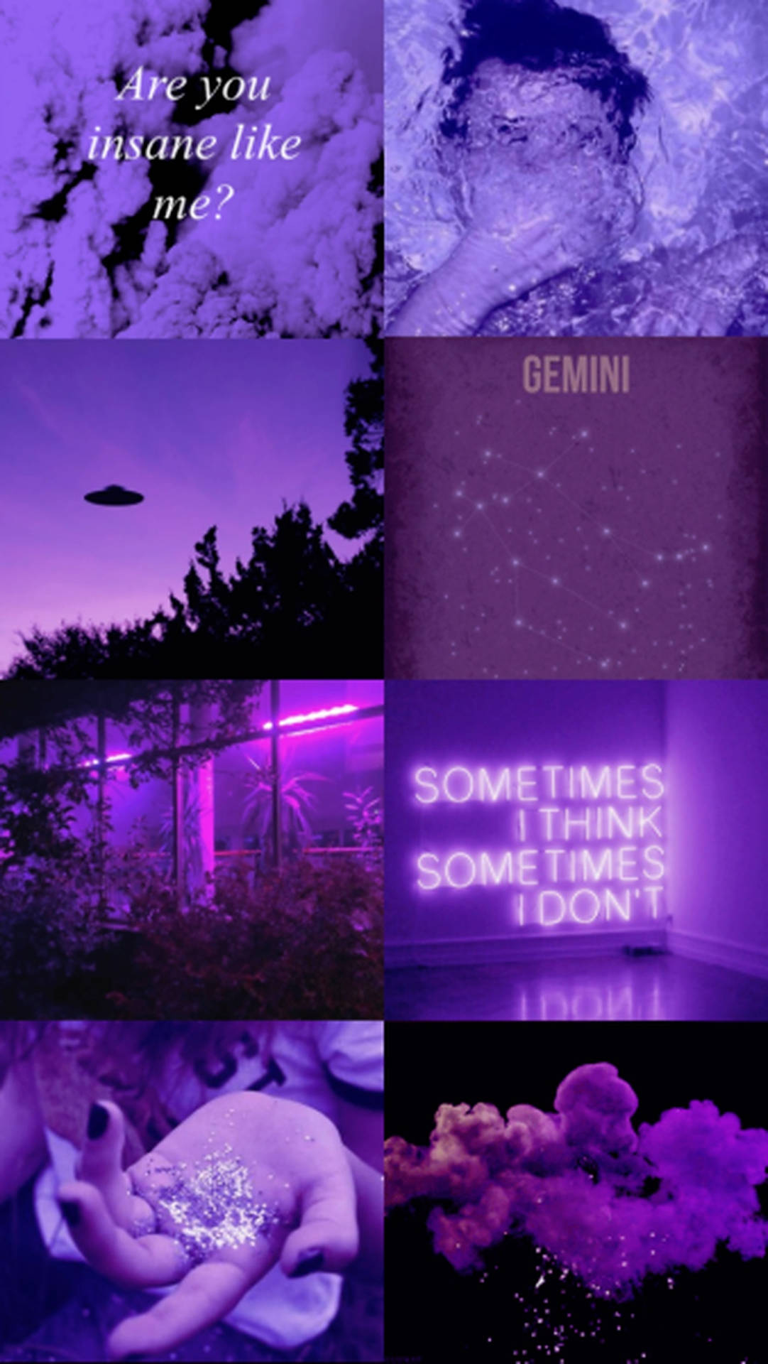 Gemini Zodiac Aesthetic Purple Collage