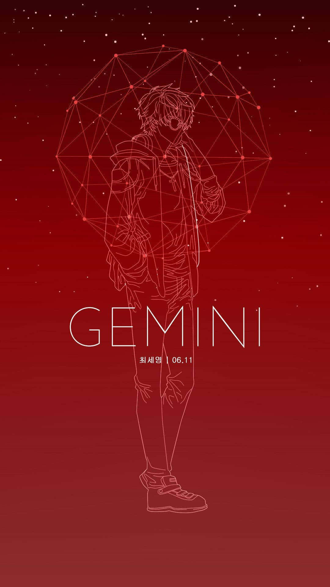 Gemini Zodiac Art Red Background Wallpaper